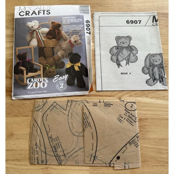 Carol's Zoo McCall's 6907 Crafts‎ Plush Pattern For 16" Bear, Rabbit, Lamb UC FF - Picture 4 of 4
